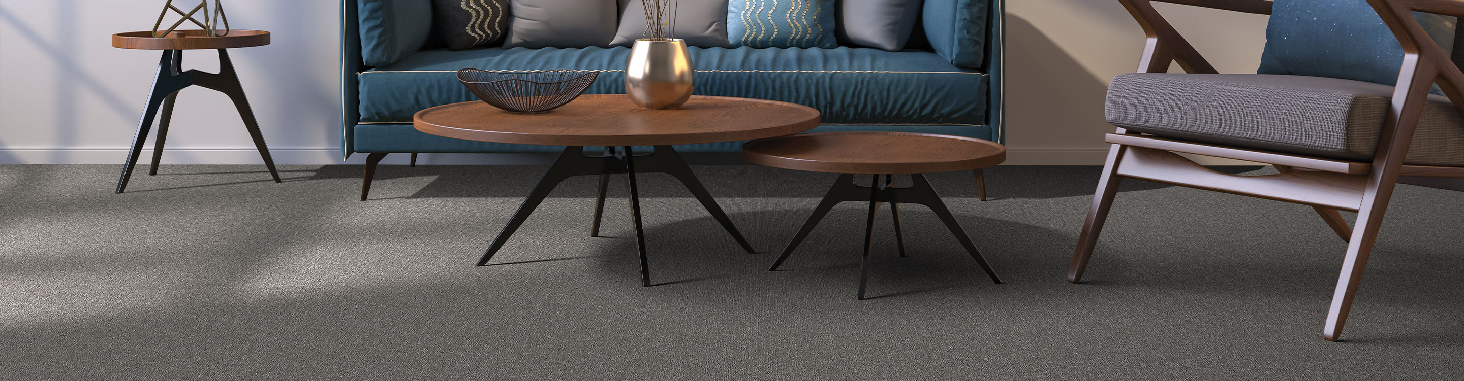 light colored carpet in bright living space