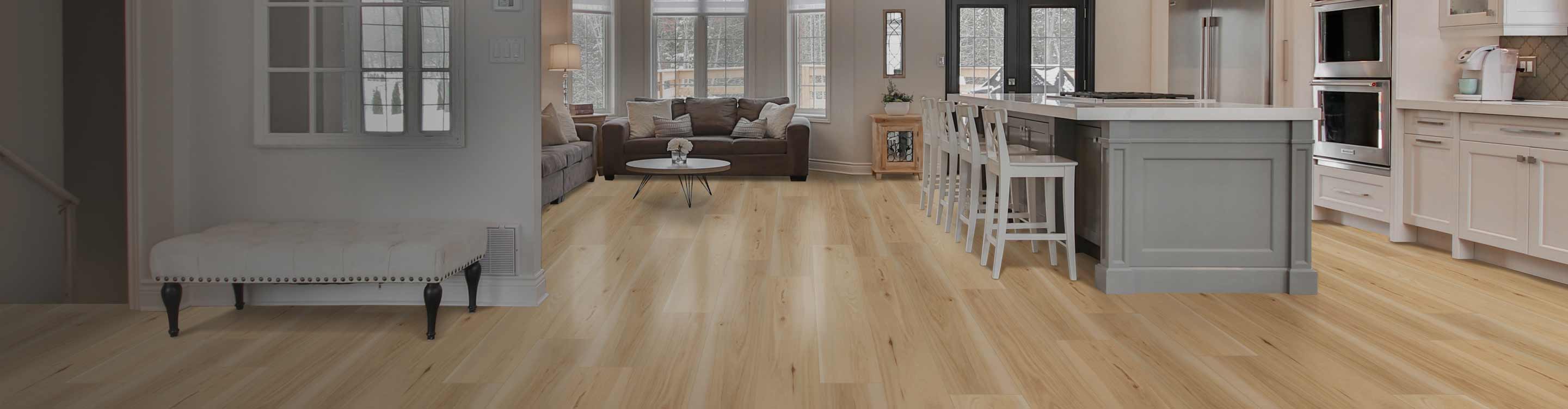 Waterproof wood-look flooring in kitchen.